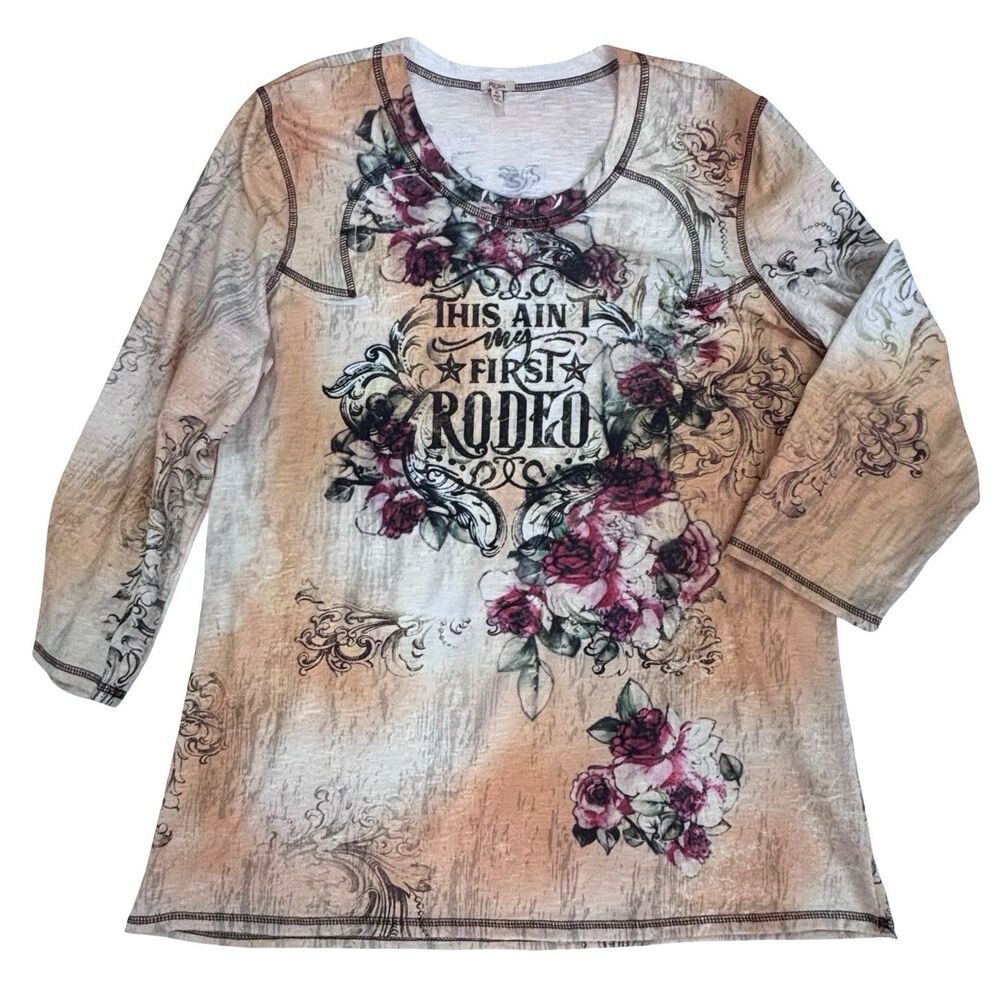 REBA Women’s XL Western Tunic Tee This Ain’t My First Rodeo Graphics